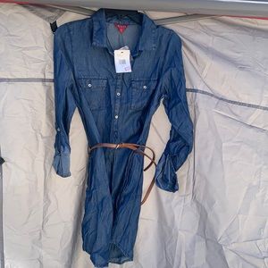 Guess- belted Denim Skirt Dress